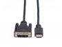 Video kabel ROLINE DVI(m) na HDMI(m), 2.0m, crni
