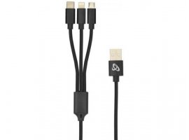 Kabel SBOX Lightning/Micro USB/USB-C(m) na USB-A(m), 1m, samo za punjenje, crni