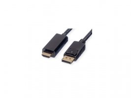  Video kabel ROLINE DisplayPort DP(m) na HDMI(m) v1.2, 2.0m, pozlaćeni konektori, crni