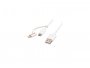 Kabel ROLINE USB2.0 kabel za punjenje i prijenos podataka TIP A(M) na Micro B(M) + Lightning(M),1.0m, bijeli