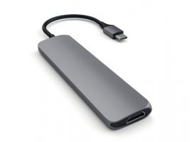  USB-C HUB SATECHI Slim Aluminum Multi-Port V2, 2x USB 3.0, USB Type-C, HDMI, Space Gray (ST-CMAM)