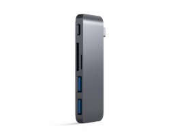 USB-C adapter SATECHI Passthrough (3x USB 3.0, MicroSD) sivi (ST-TCUPM)