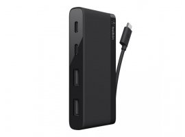 USB HUB BELKIN, 2xUSB Type-C, 2x USB-A, 5Gbps Data Transfer, bijeli