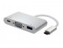 Video adapter ROLINE USB-C(m) na VGA/USB 3.2 Gen1/USB-C Power Delivery(ž), 0.1m, srebrni