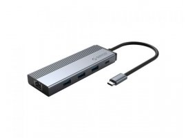  USB-C HUB ORICO 5SXRJ-GY, 3x USB 3.0, RJ45, USB Type-C