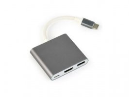 USB-C HUB GEMBIRD GEM-A-CM-HDMIF-02-SG, USB-C, USB 3.0, HDMI, sivi