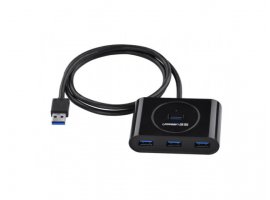  USB-HUB UGREEN USB 3.0 4 Ports Hub black 1m - box, 4 USB porta, dodatno napajanje, crni