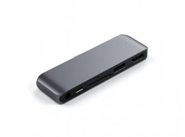  USB-C HUB SATECHI Mobile Pro, 1x USB-C PD,1x HDMI 4K,1x USB 3.0, MicroSD, 3.5mm audio, sivi