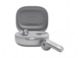  Bluetooth slušalice JBL Live Flex, BT 5.3, TWS, ANC, SpatialAudio, Qi punjenje, do 40h reprodukcije, IP54, srebrne (JBLLIVEFLEXSVR)