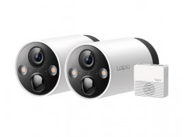 Nadzorna kamera TP-LINK Tapo C420S2 (2 kamere + Hub), unutarnja/vanjska, 4MP/2K, baterijska, WiFi, AI detekcija, alarm, bijela