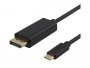 Video kabel DELTACO USB-C (m) na DisplayPort DP (m), 2m, Ultra HD (4K), pozlaćeni konektori, crni