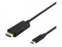 Video kabel DELTACO USB-C (m) na HDMI (m), 1m, Ultra HD (4K), pozlaćeni konektori, crni