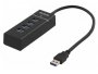 USB HUB DELTACO, 4-port, USB-A 3.0, crni