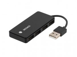  USB HUB DELTACO, 4-port, USB-A 2.0, crni