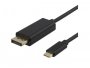 Video kabel DELTACO USB-C (m) na DisplayPort DP (m), 2m, Ultra HD (4K), 60Hz, crni