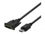 Video kabel DELTACO DisplayPort DP (m) na DVI-D (m), 3m, Single Link, Full HD, 60Hz, crni
