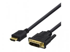 Video kabel DELTACO HDMI (m) na DVI-D (m), 1m, Single Link, Full HD, 60Hz, pozlaćeni konektori, kutija, crni