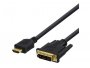 Video kabel DELTACO HDMI (m) na DVI-D (m), 1m, Single Link, Full HD, 60Hz, pozlaćeni konektori, crni