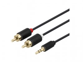 Audio kabel DELTACO 3.5mm (m) na 2xRCA (m), 1m, kutija, crni