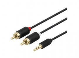 Audio kabel DELTACO 3.5mm (m) na 2xRCA (m), 2m, kutija, crni