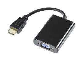  Video adapter DELTACO HDMI (m) na VGA (ž), 0.2m, Full HD, 60Hz, kutija, crni