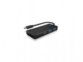  USB HUB ICY BOX IB-HUB1423CR-C3, USB-C to 2x USB-A 3.0, 1x USB-C, 1x SD, 1x microSD, crni