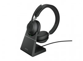  Slušalice za PC JABRA Evolve2 65 Stereo MS + Stanica za punjenje + Link 380, bežične, USB-A, Skype/MS Teams, NC elimancija buke, do 37h reprodukcije, crne (26599-999-989)
