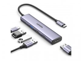  USB-C HUB UGREEN 5u1, 2xUSB-A 2.0, 1xUSB-A 3.0, 4K HDMI, USB-C PD 100W