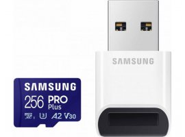  Memorijska kartica microSDXC 256 GB SAMSUNG PRO Plus, Class10 A2 UHS-I U3 V30, R/W 180/130 MB/s + čitač kartica (MB-MD256SB)