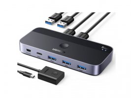  USB razdjelnik UGREEN, 2 računala na 3xUSB 3.0 i 1xUSB-C, crni