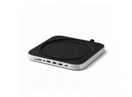  Satechi Stand & Hub For Mac Mini / Studio (1x USB-C 3.2, 1xUSB-A 3.2, 2x USB-A 3.0, 3.5mm Audio,1x Micro/SD, 1x NVMe/M.2 SATA SSD Enclosure Drive not included) - Silver