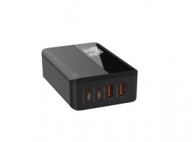 Zidni punjač DELTACO USB-C, GaN technology, 2x USB-C PD, total 100 W