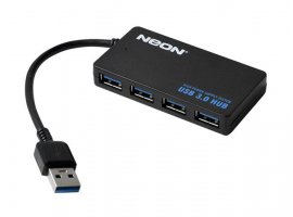  USB HUB NEON, USB-A 3.0 na 4x USB-A 3.0, 5 Gbps, crni