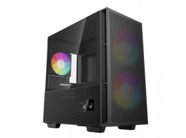 Kućište DEEPCOOL CH360 Digital ARGB, mini tower, LCD, tempered glass, 1x USB Type-C, 1x USB 3.0, 2x 14cm ARGB, 1x 12cm ARGB ventilator, bez napajanja, crno