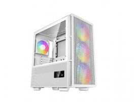  Kućište DEEPCOOL CH560 Digital WH ARGB, LCD, tempered glass, 1x USB Type-C, 1x USB 3.0, 3x 14cm ARGB, 1x 12cm ARGB ventilator, bez napajanja, bijelo
