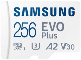 Memorijska kartica microSDXC 256 GB SAMSUNG EVO Plus, Class10 A2 UHS-I U3 V30, 160 MB/s + SD adapter (MB-MC256SA)