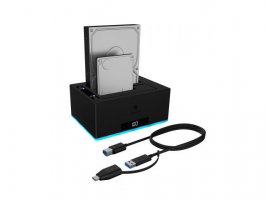  Docking stanica ICY BOX IB-127CL-U3, za 2.5" i 3.5" HDD/SSD, USB-A i USB-C 3.0, do 5 Gbit/s, LED, kloniranje, crna