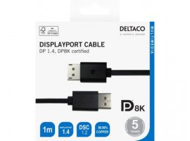  Video kabel DELTACO DisplayPort cable, 8K, DP 1.4, 1m, kutija, crni