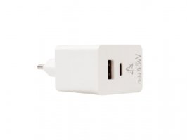 Zidni punjač SBOX HC-45, 45W, USB-A, USB-C, GaN, bijeli