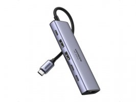  USB-C HUB UGREEN 6u1, 2x USB-C 3.2, 2x USB-A 3.2, 1x USB-C PD 100W, 1x HDMI 4K/60Hz, sivi