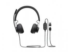 Slu&scaron;alice za PC LOGITECH Zone Wired with Noise Canceling Mic, MS Teams, USB-C, sive (981-000870)