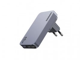  Kućni punjač UGREEN Nexode Pro Ultra-Slim, 65W, GaN Infinity, 2x USB-C, 1x USB-A, EU/UK/US izmijenjivi nastavci, sivi