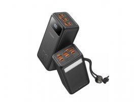  Prijenosna baterija VEGER Tank Lite 50000mAh, 22.5W, QC 3.0, s digitalnim zaslonom, LED svjetiljka, 1x USB-C, 3x USB-A, crna