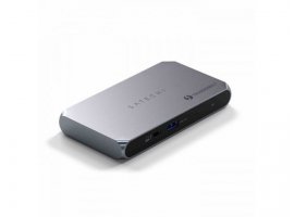 USB-C HUB SATECHI Thunderbolt 4 Slim Hub Pro (3x Thunderbolt 4 Downstream Ports up to 40 Gbps, 15W,2x 4K at 60Hz or 1x 8K at 30Hz or (1x) 6K on Mac), srebrna (ST-HT4SHM-EU)