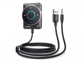 Aux adapter UGREEN, 3.5mm/USB-A na Bluetooth, za auto, do 10m dometa, do 2 uređaja, crni