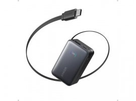 Prijenosna baterija ANKER Nano Power Bank 10.000mAh, 45W, ugrađeni USB-C kabel, srebrna