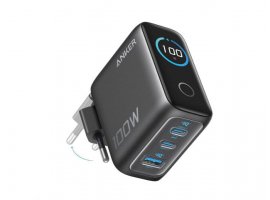  Zidni punjač ANKER GaN Charger 100W, 2x USB-C/1x USB-A, Smart Display, tamno sivi