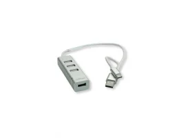  USB-C HUB ROLINE 4-porta USB2.0, USB Tip-A + USB-C kabeli, 0.3m