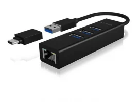  USB HUB ICY BOX IB-HUB1419-LAN, USB 3.0 Type-A+C na 3x USB 3.0, 1x Gigabit LAN