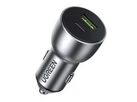  Auto punjač UGREEN 60980, 36W, USB-A, USB-C, sivi
